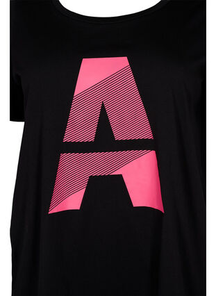 Sports t-shirt with print, Black w. Pink A, Packshot image number 2
