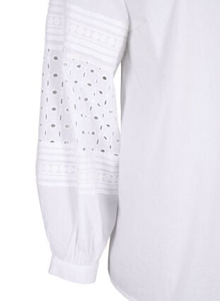 Long sleeve blouse with decorative details, Bright White, Packshot image number 3