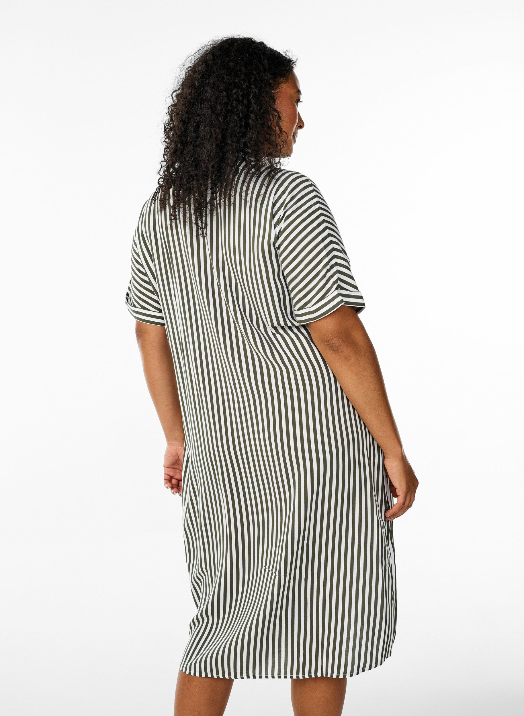 ZizzifashionLong shirt dress with short sleeves, Green, Model image number 2