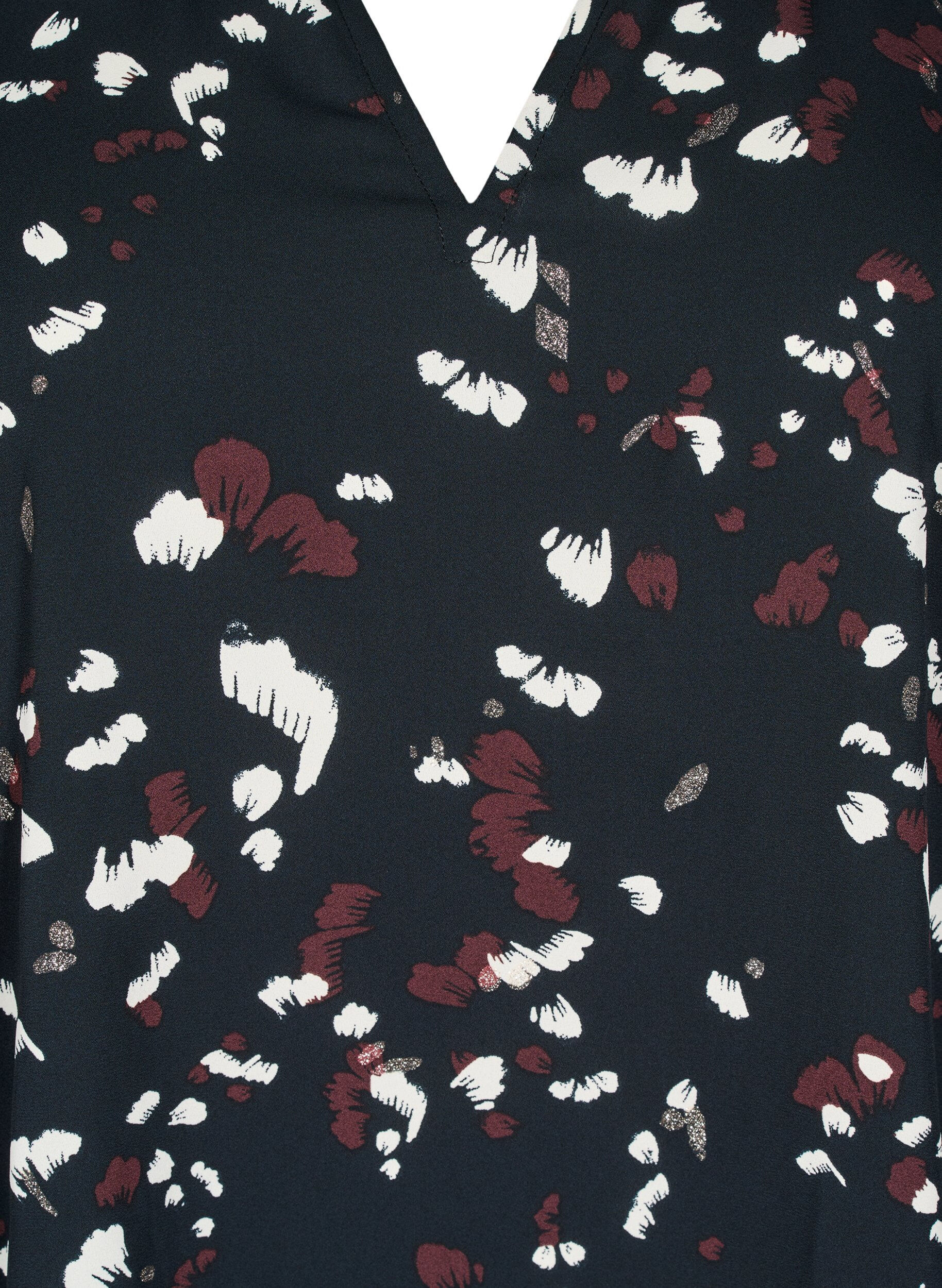 Zizzifashion Blouse with print and ruffle details, Black, Packshot image number 2