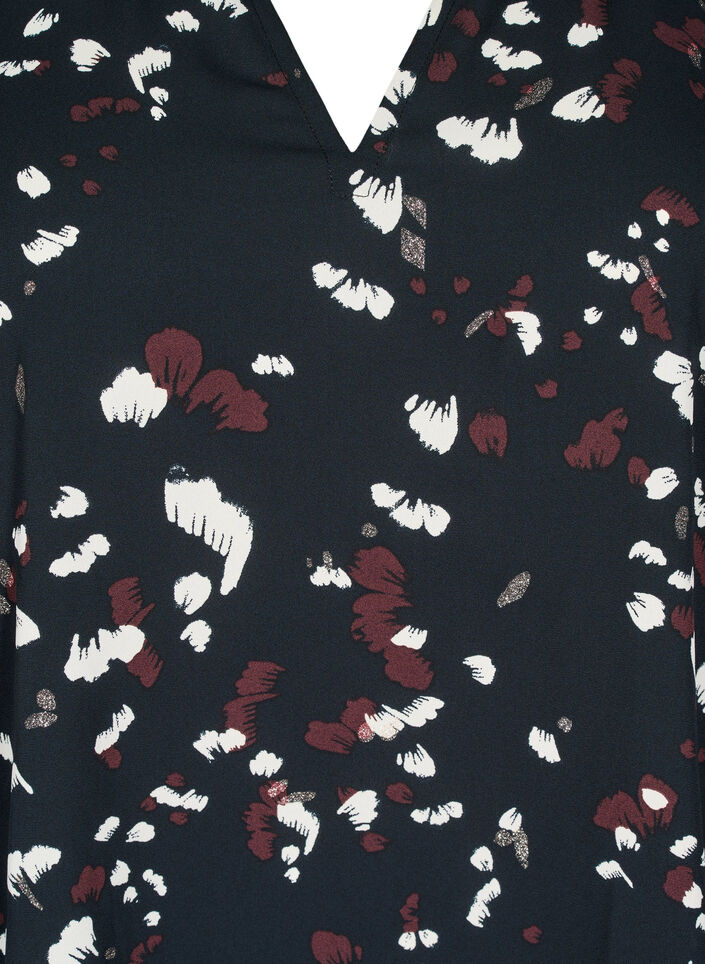 Blouse with print and ruffle details, Black, Packshot image number 2