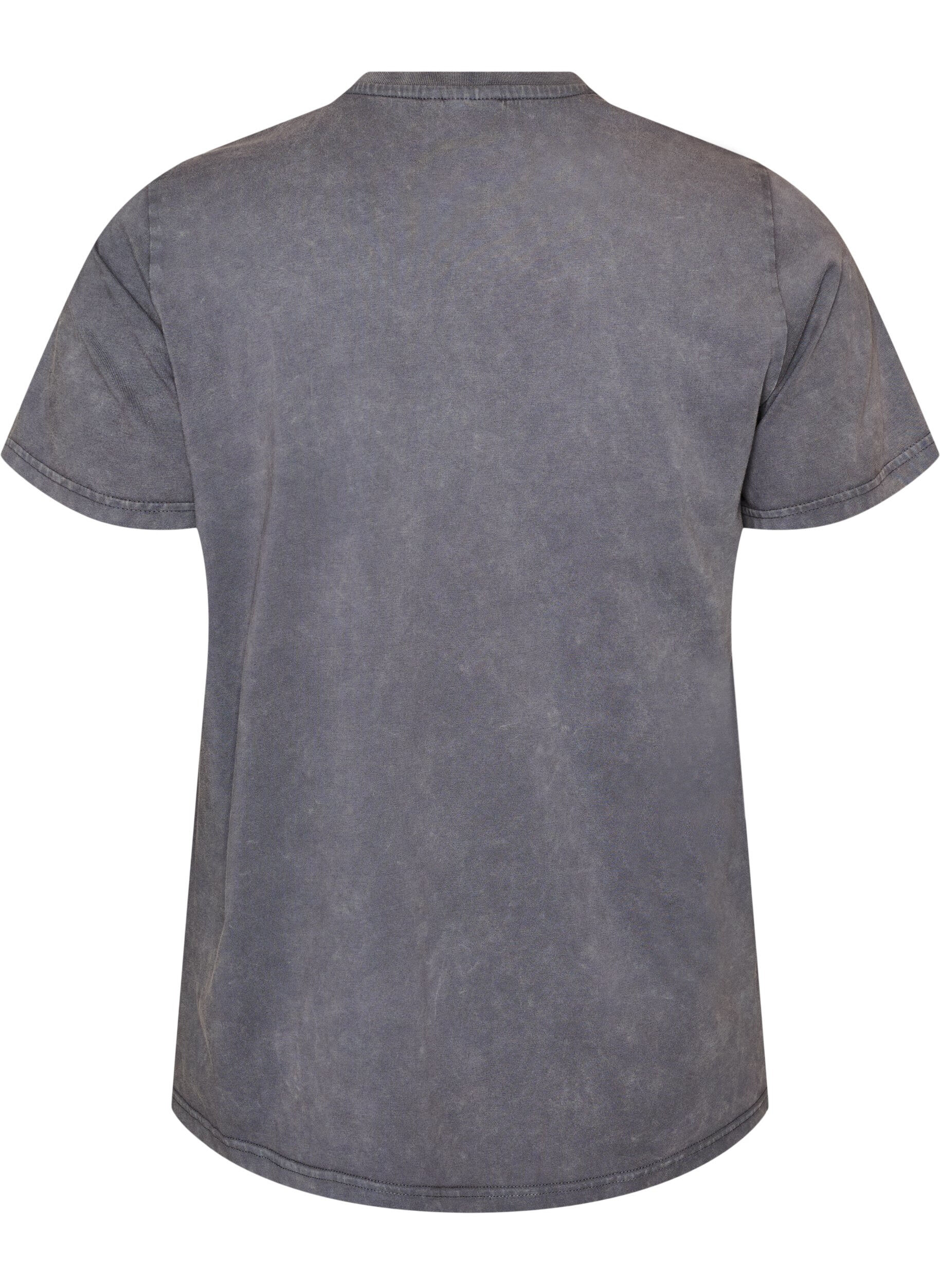 ZizzifashionCotton T-shirt with a washed look and embroidered motif, Grey, Packshot image number 1