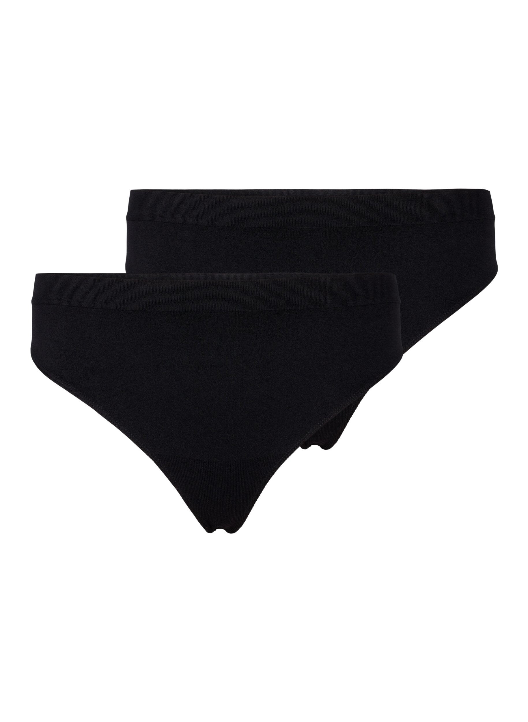 Zizzifashion 2-pack basic thong with regular waist, Black, Packshot image number 0