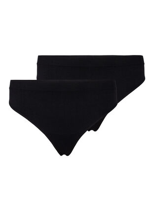 2-pack basic thong with regular waist, Black, Packshot image number 0
