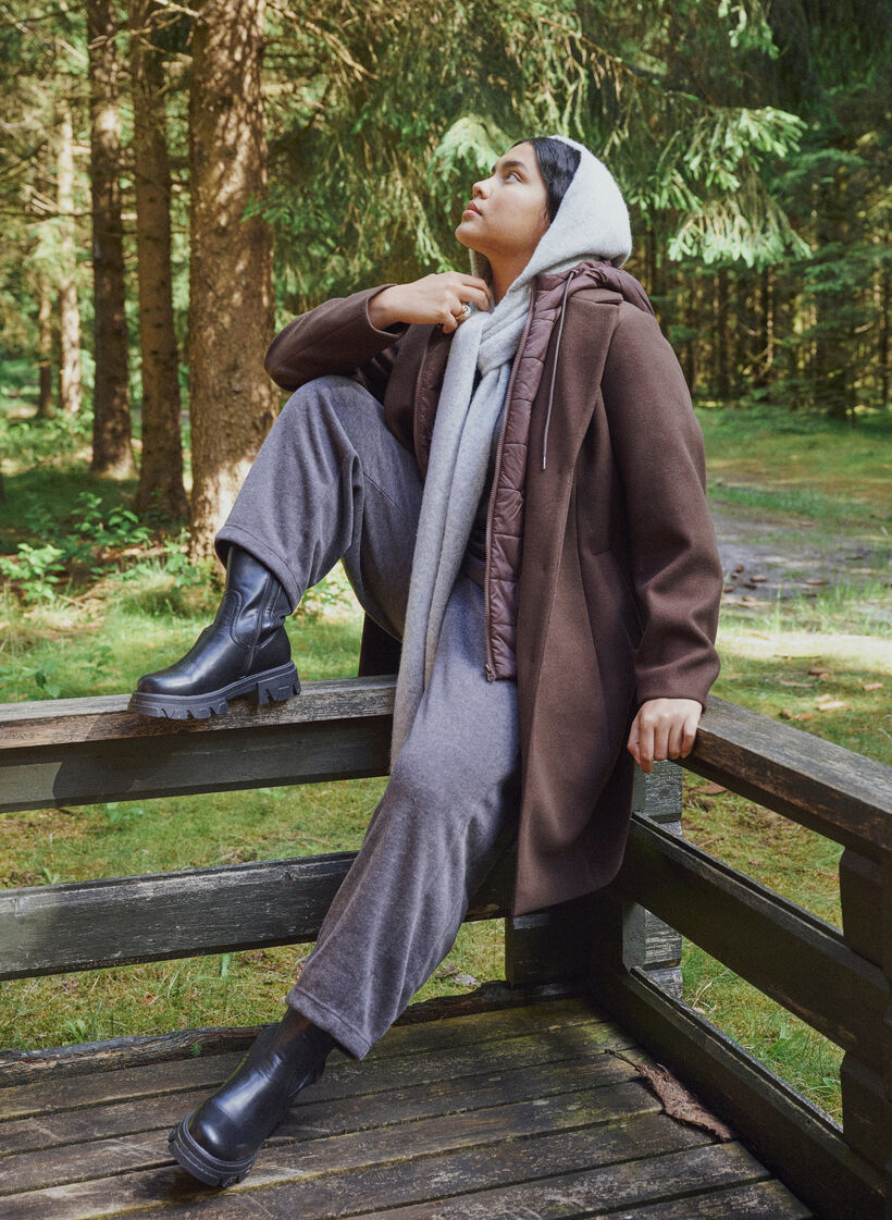 Jersey trousers with a barrel fit and high waist, Dark Grey, Image image number 0