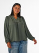 Blouse with V-neck and crochet trim, Green, Model image number 0