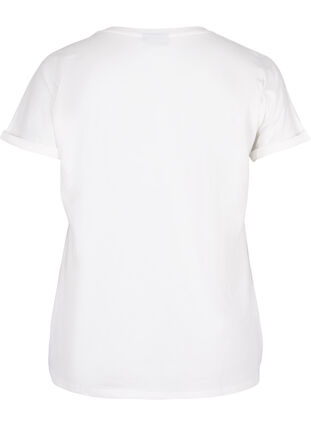 Short-sleeved t-shirt with broderie anglaise, Off White Mel, Packshot image number 1