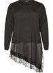 Knitted blouse with layered effect and lace trim, Black, Packshot image number 0