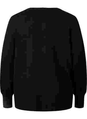 Ribbed cardigan with button closure, Black, Packshot image number 1
