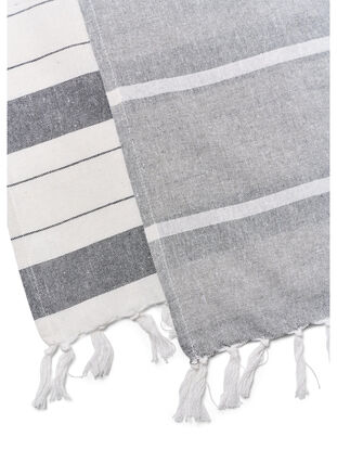2-pack striped towel with fringes, 2-Pack Grey, Packshot image number 2