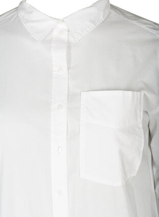 Long cotton shirt with chest pockets, Bright White, Packshot image number 2