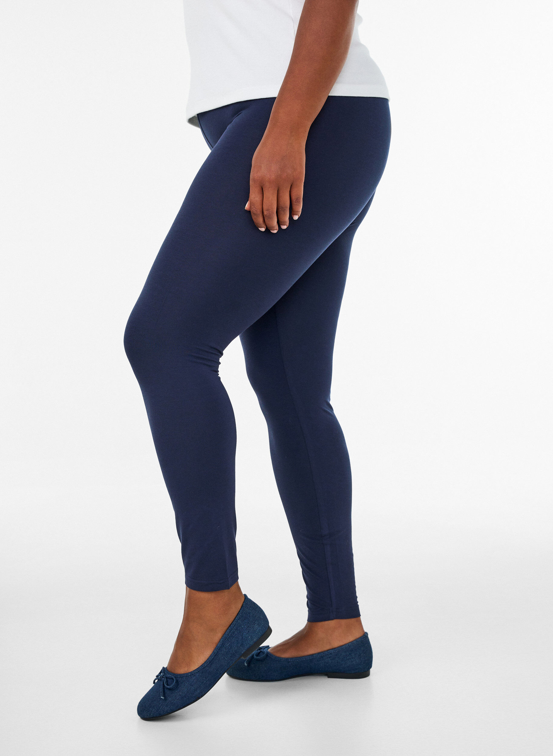 ZizzifashionBasic leggings with extra length, Blue, Model image number 2