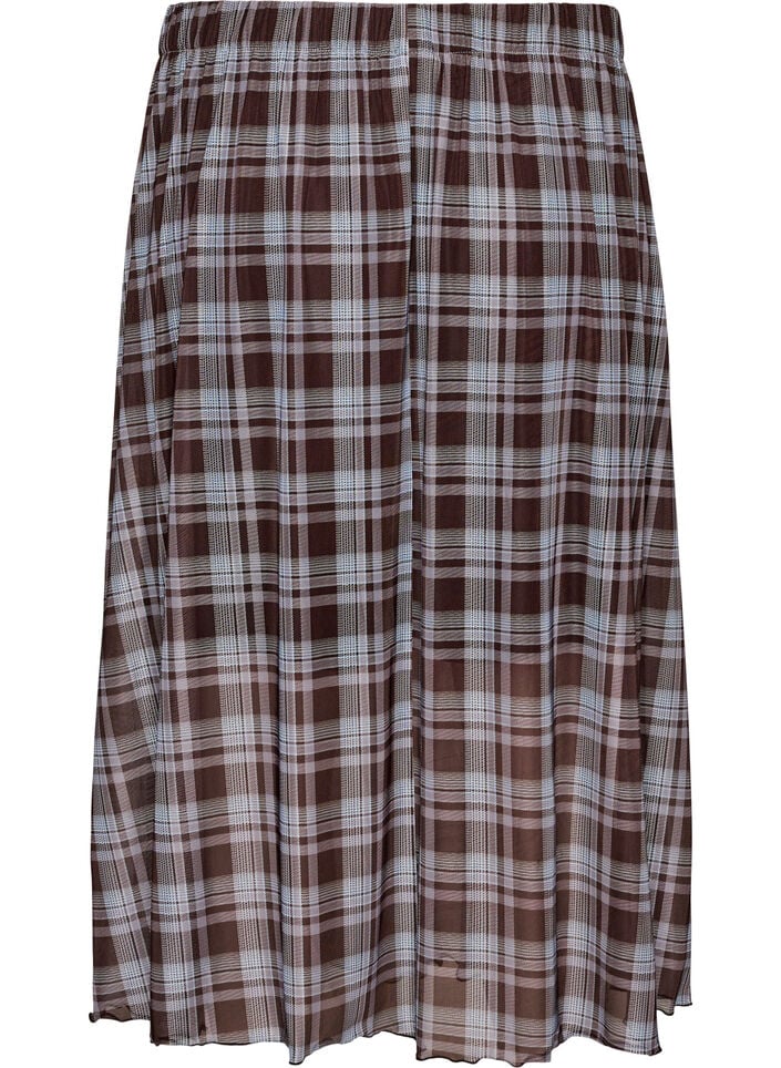 Checked mesh midi skirt, Blue, Packshot
