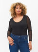 Close-fitting mesh top with v-neck, Black, Model image number 0