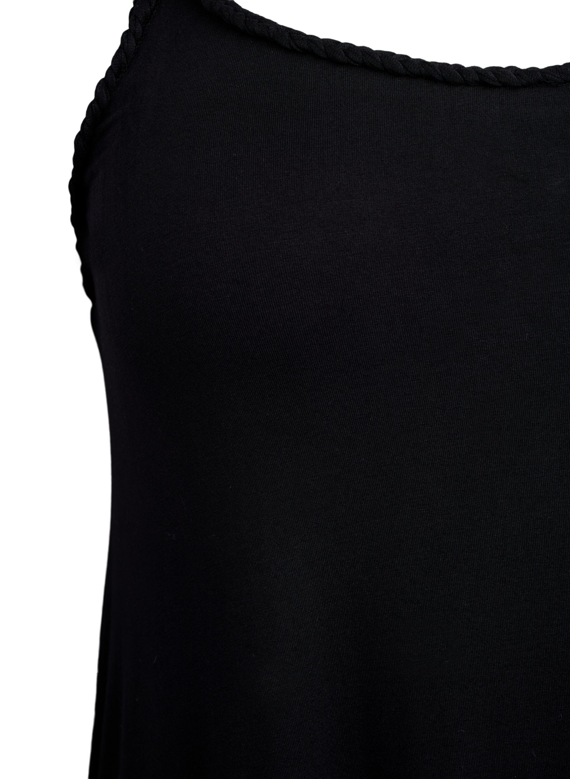 Zizzifashion Beach dress in viscose with braided straps, Black, Packshot image number 2