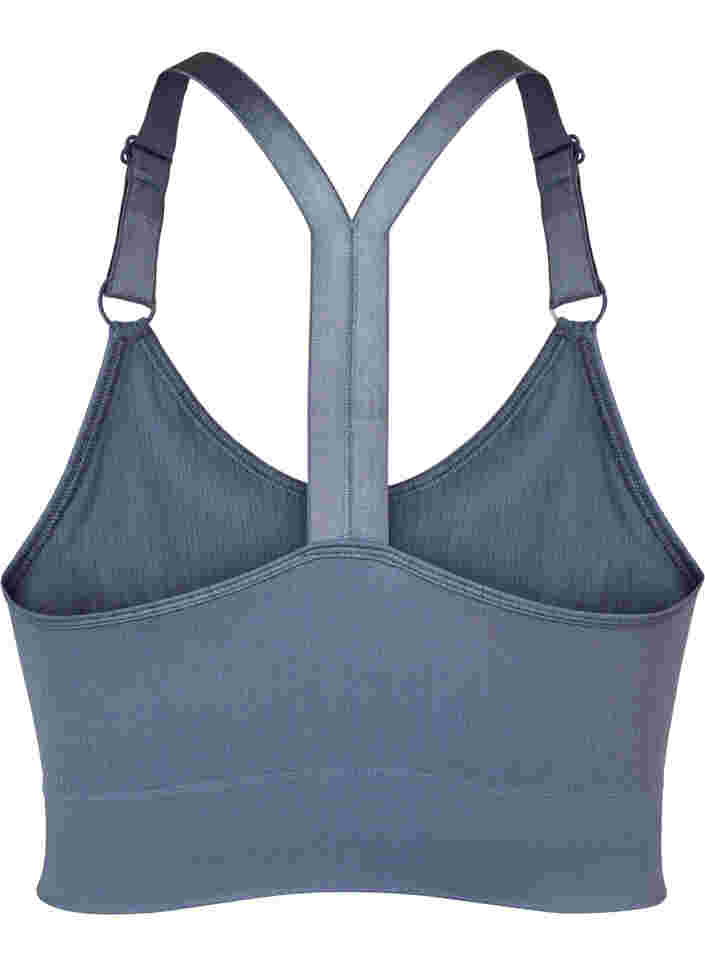 Seamless sports bra in ribbed material, Stormy Weather, Packshot image number 1
