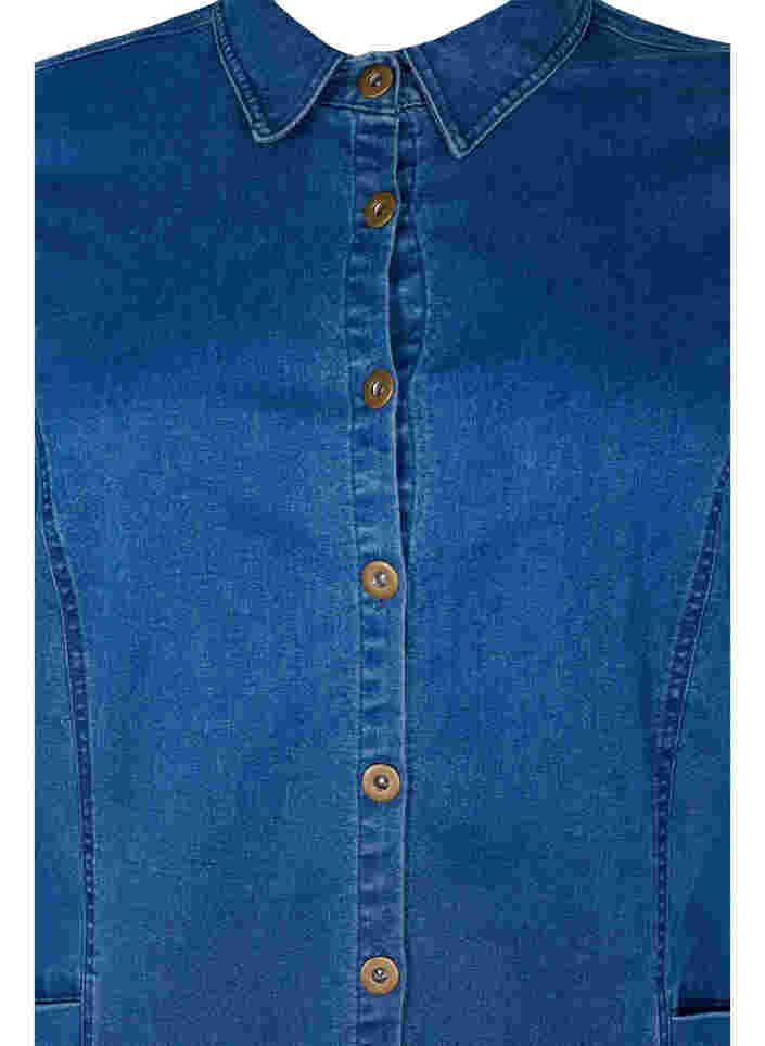 Denim shirt dress with 3/4 sleeves, Blue denim, Packshot image number 2