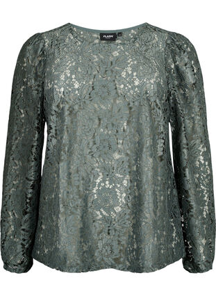 FLASH - Long sleeve lace blouse, Balsam Green, Packshot image number 0