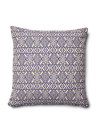 Jacquard patterned cushion cover, Dark Blue/White, Packshot image number 0