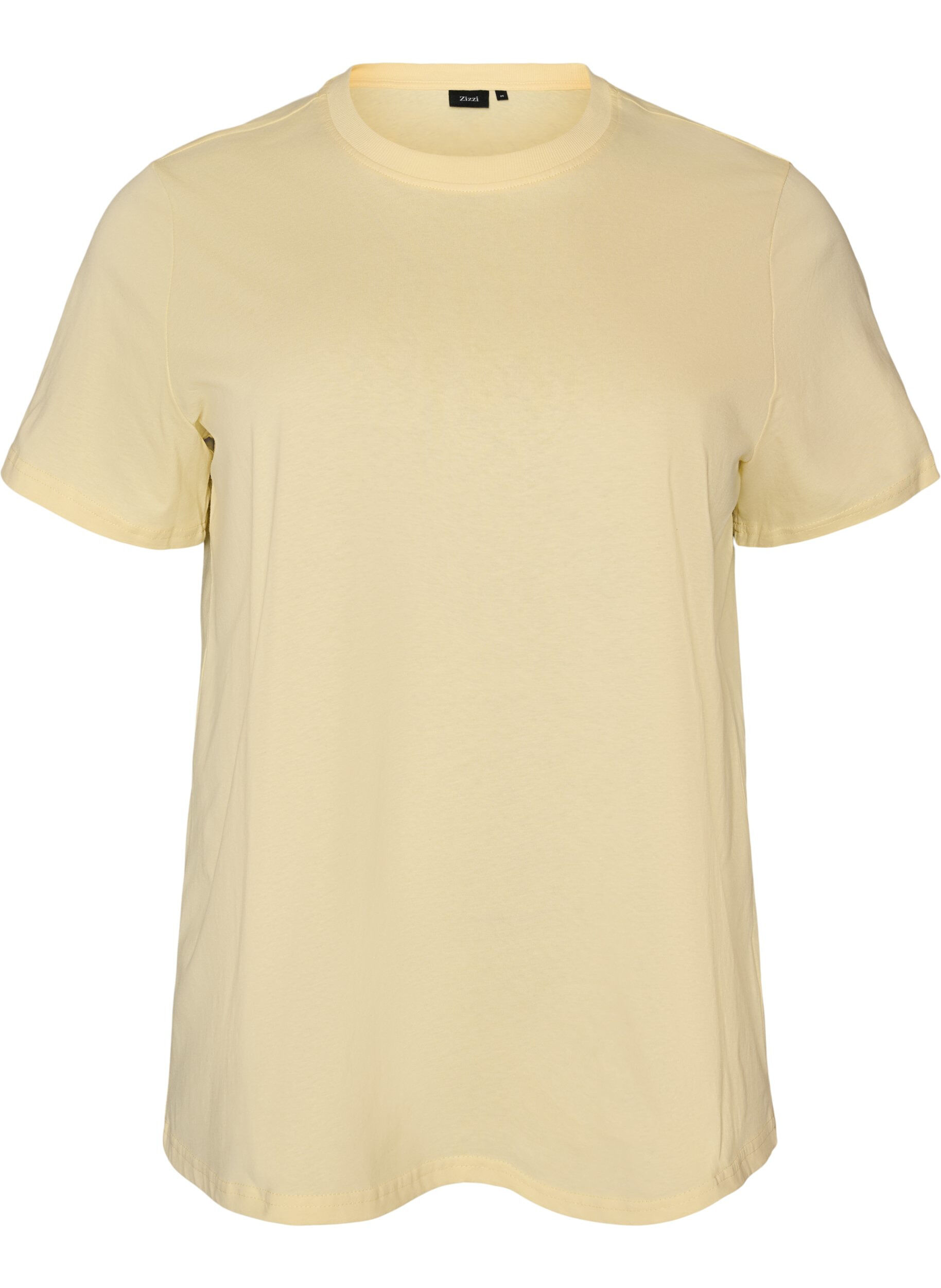 ZizzifashionBasic cotton T-shirt with round neck, Yellow, Packshot image number 0
