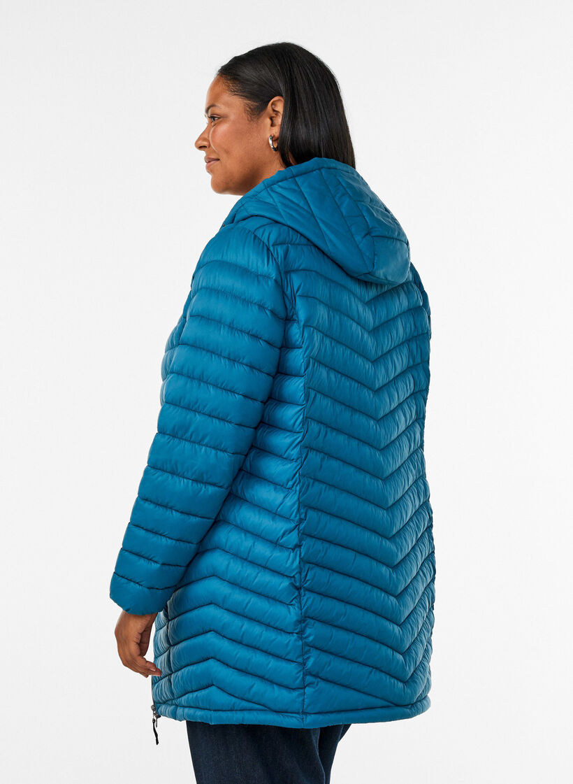 Lightweight jacket with pockets and detachable hood, Petrol, Model image number 2