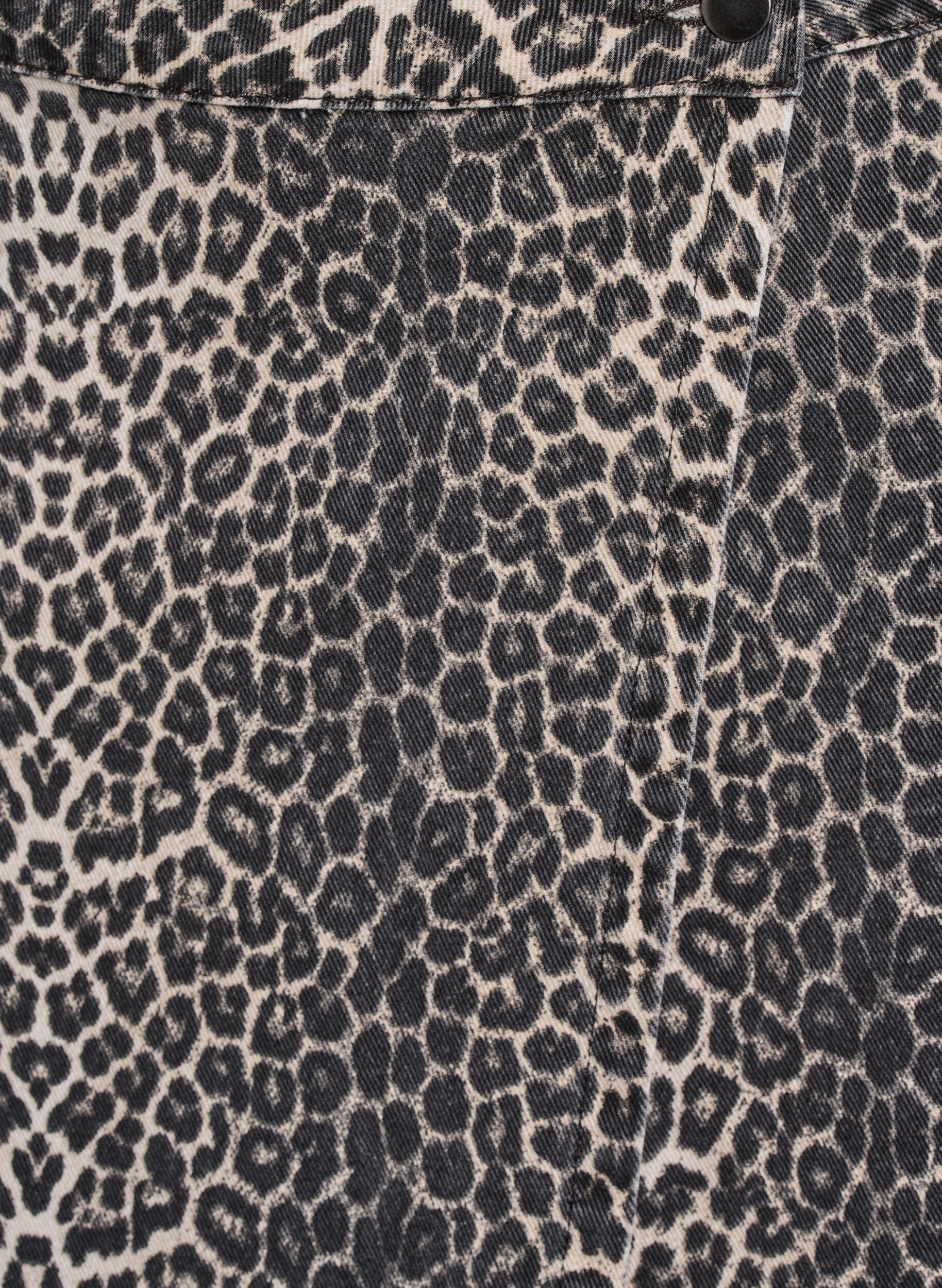 ZizzifashionShort denim skirt with leopard print and an A-line shape, Brown, Packshot image number 2