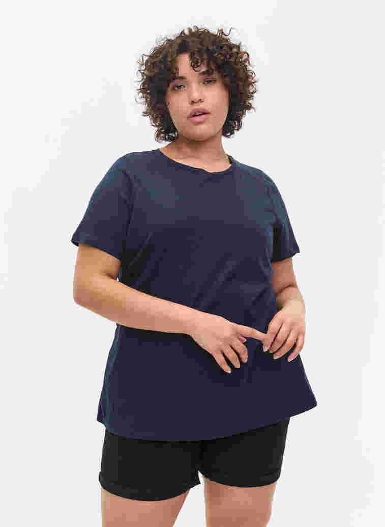 2-pack Short-sleeved T-shirt in Cotton, Navy B/Reseda, Model image number 0