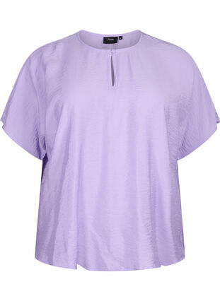 Short sleeve blouse in viscose, Violet Tulip, Packshot image number 0
