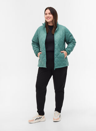 Lightweight quilted jacket with zip and pockets, Sagebrush Green, Model image number 3