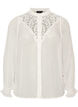 Shirt blouse with lace insert and dot pattern, Vanilla, Packshot image number 0