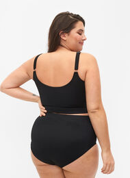 Solid colour bikini bottoms with high waist, Black, Model