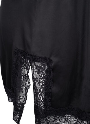 Nightgown with lace and slits, Black, Packshot image number 3