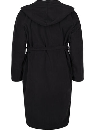 	 Dressing gown with hood and pockets, Black, Packshot image number 1
