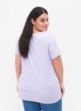 T-shirt in cotton with print, Lavender COLOR, Model image number 1
