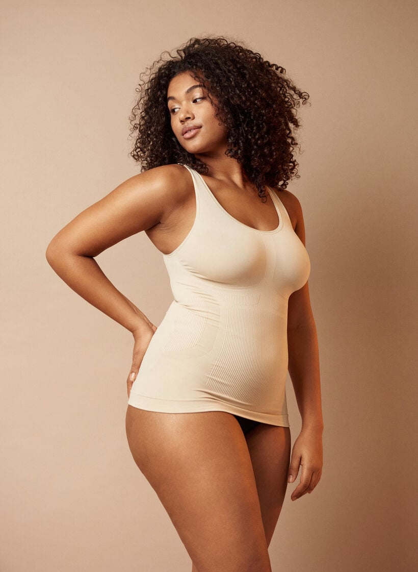 Shapewear top with wide straps, Beige, Image