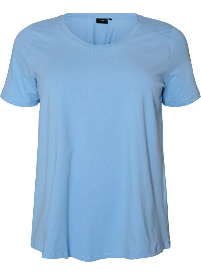 Basic plain cotton t-shirt, Light Blue, Packshot image number 0