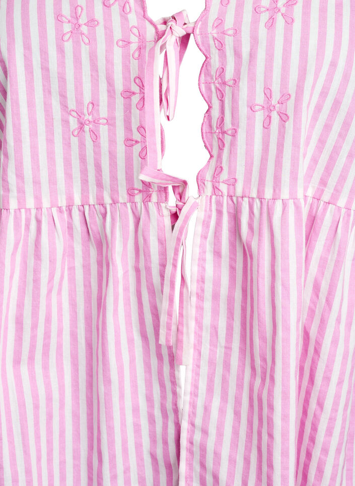 Striped blouse with open front and embroidery details, Pink, Packshot image number 2