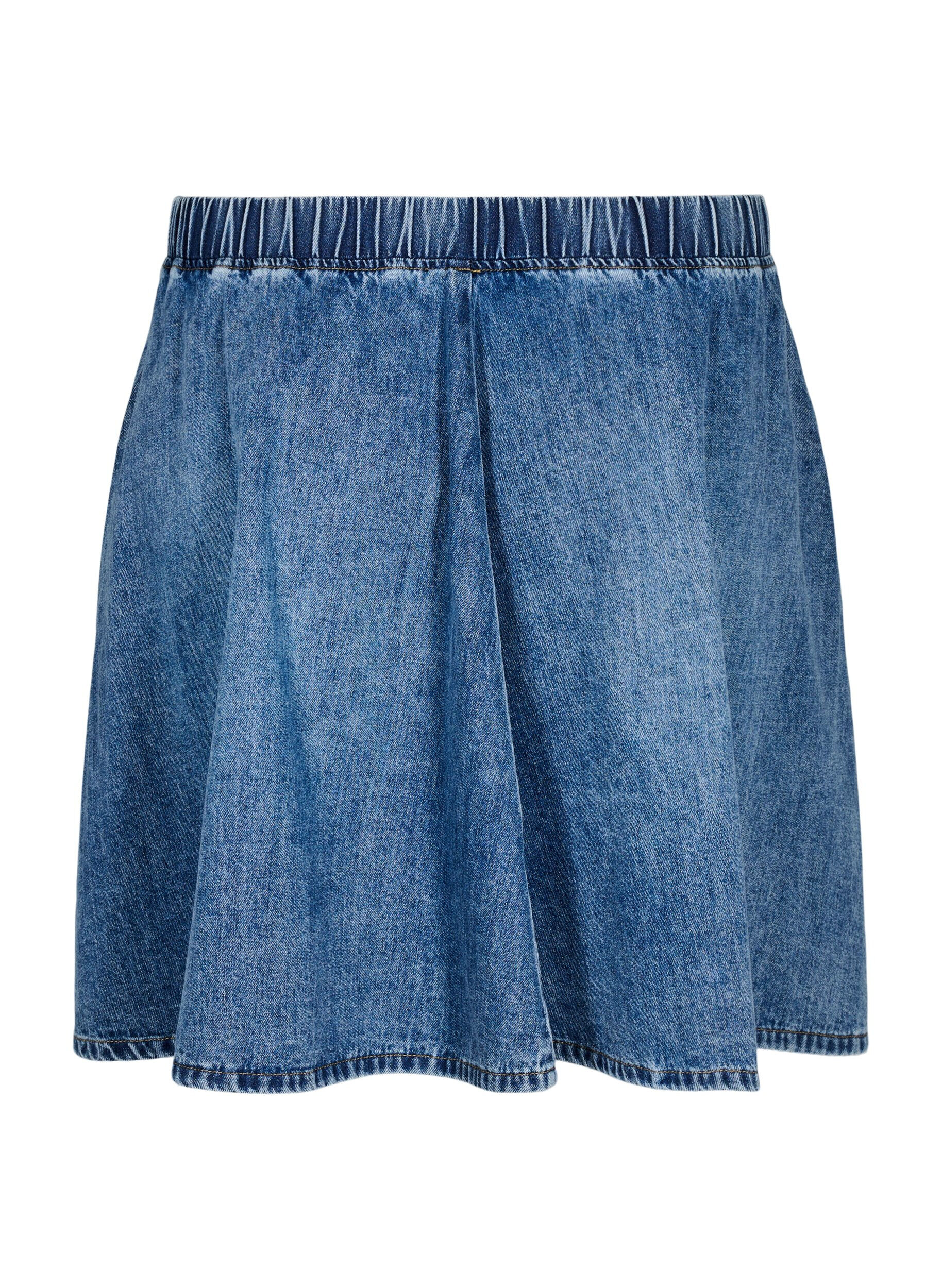 ZizzifashionShort denim skater skirt, Blue, Packshot image number 1