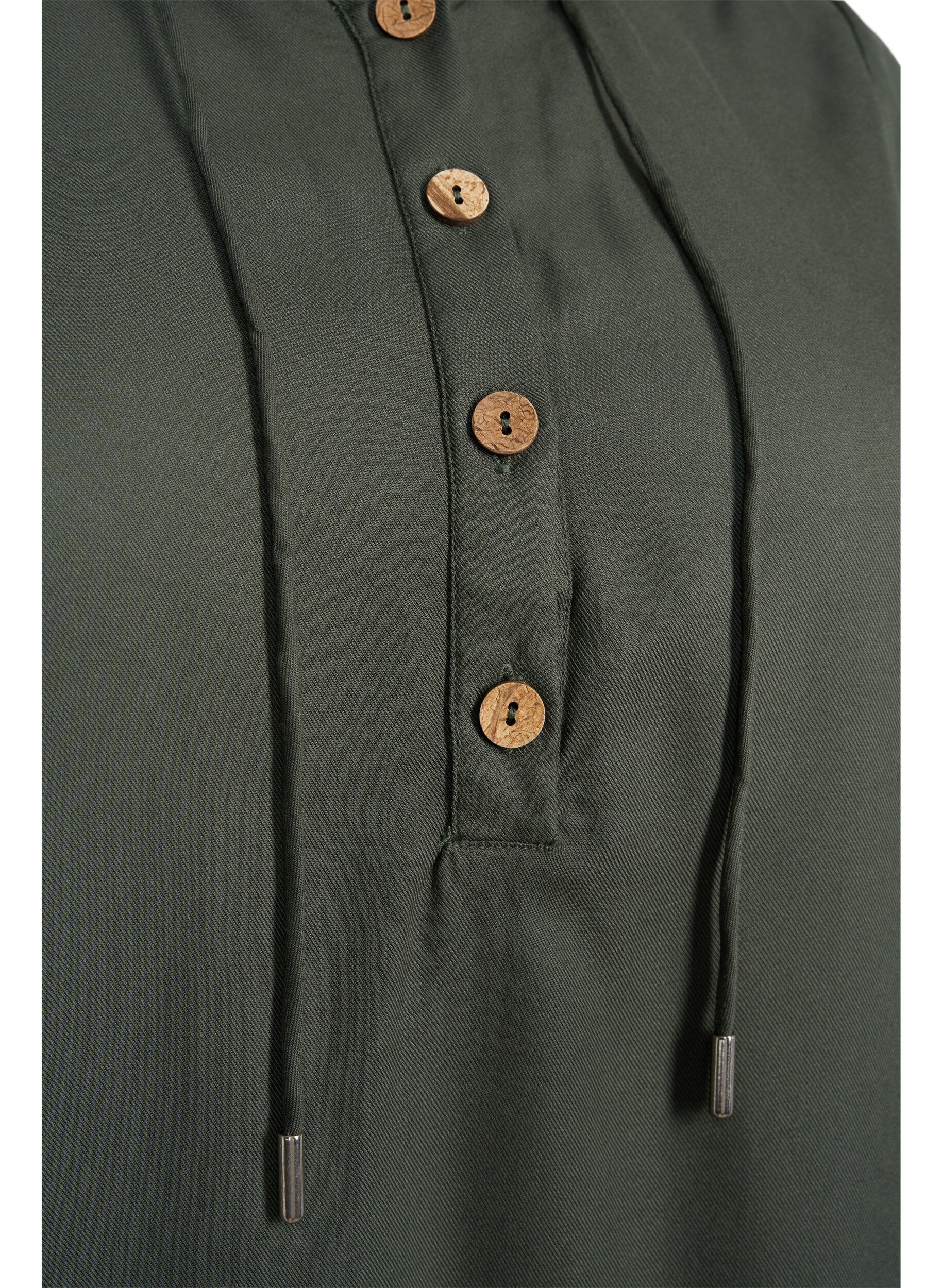 Zizzifashion Viscose tunic with hood, Thyme, Packshot image number 2