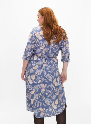 FLASH - Shirt dress with print, Delft AOP, Model image number 1