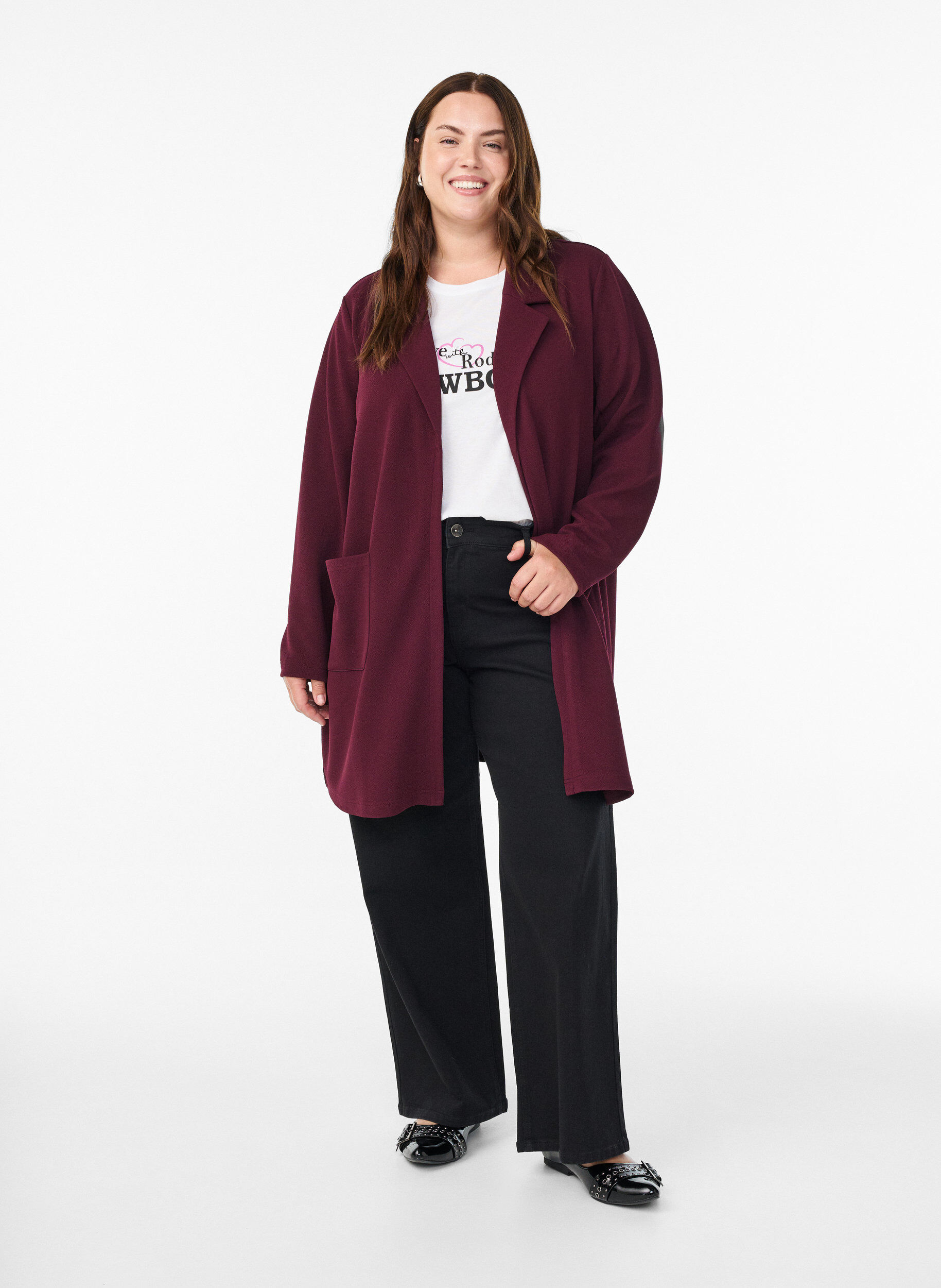 ZizzifashionLong blazer with pockets, Red, Model image number 1