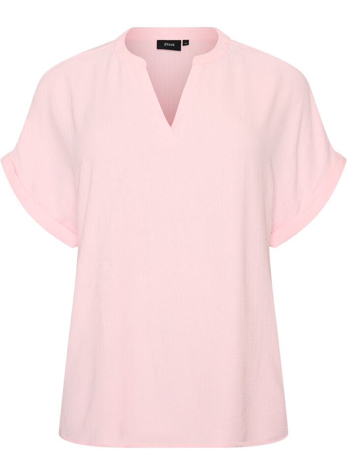 Loose blouse with short sleeves, Rose, Packshot image number 0
