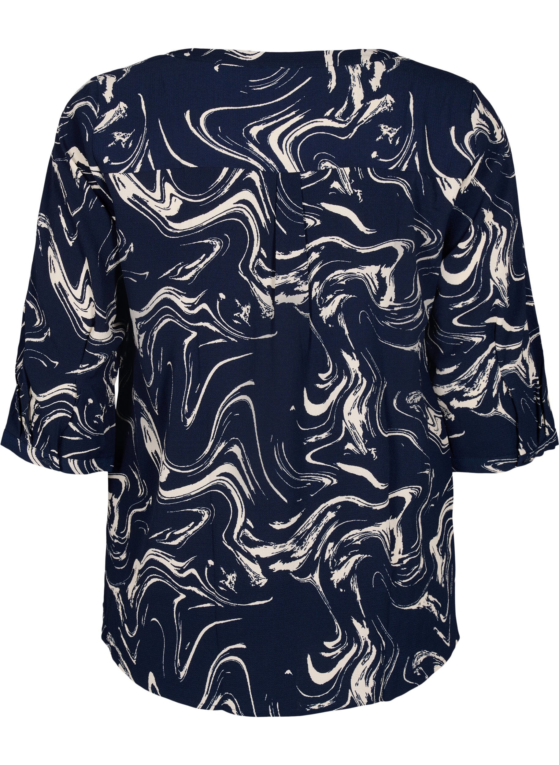 Zizzifashion Printed blouse with 3/4 sleeves, N. Blazer Swirl AOP, Packshot image number 1
