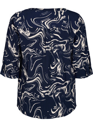 Printed blouse with 3/4 sleeves, N. Blazer Swirl AOP, Packshot image number 1