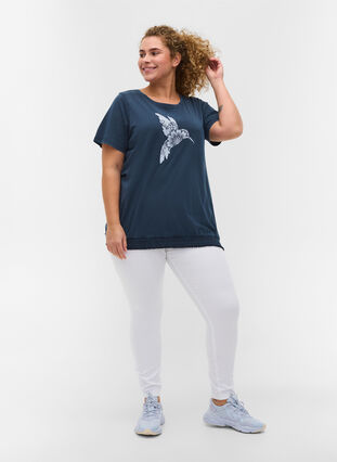Organic cotton t-shirt with smocking, NavyBlazer Acid Bird, Model image number 2