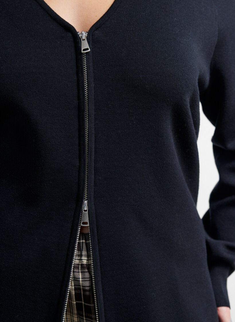 Cardigan with 2-way zip, Black, Model image number 3