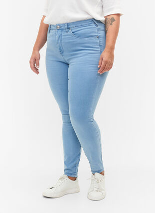 Super slim Amy jeans with high waist, Ex Lt Blue, Model image number 2