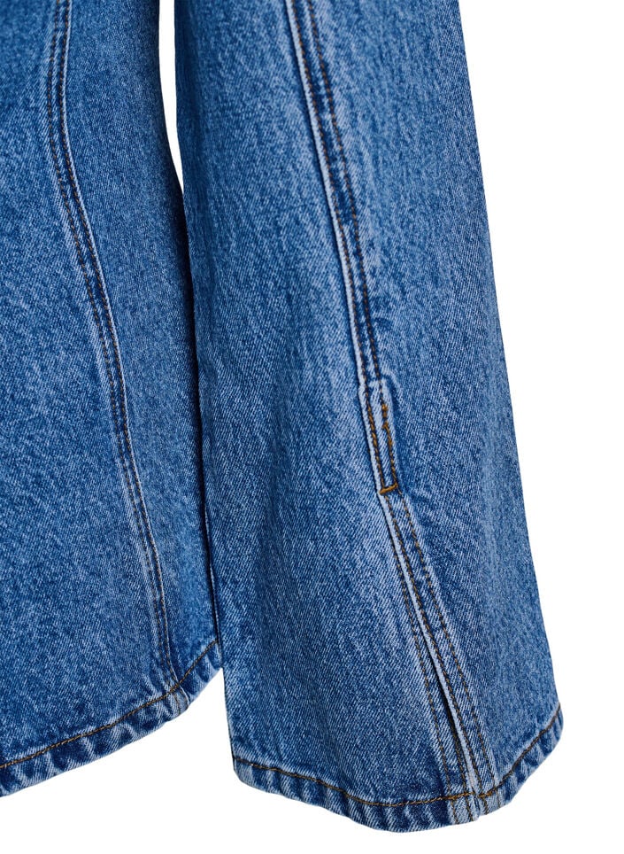 Denim jacket with shaping seams and a V-neck, Blue, Packshot