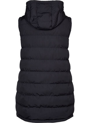 Long vest with hood and button closure, Black, Packshot image number 1