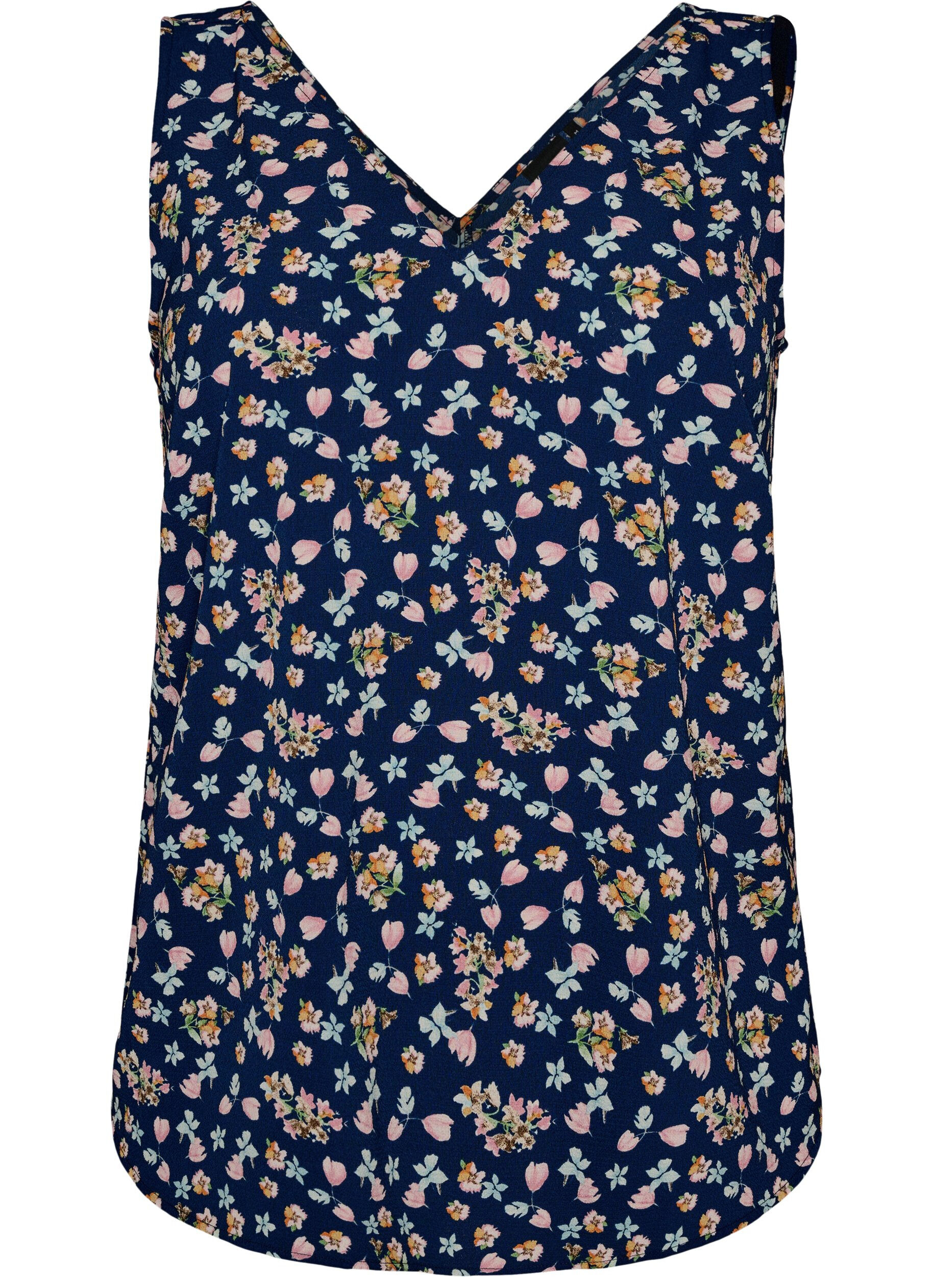 ZizzifashionPrinted top with v-neck, Blue, Packshot image number 0